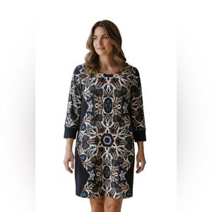 CORY Baroque Print Shift Dress Talla 2 – 3/4 Sleeve